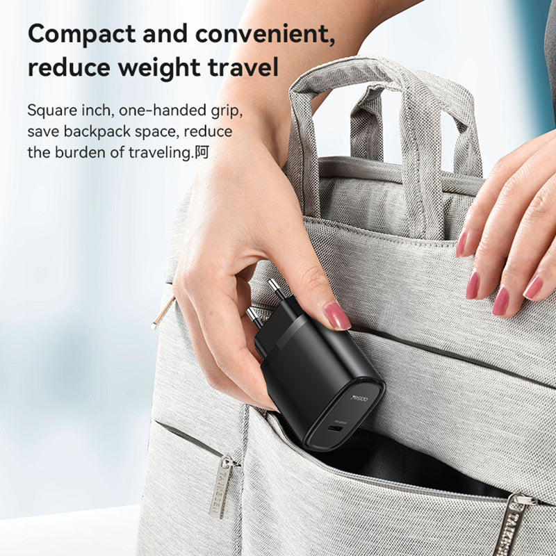 YESIDO YC57 EU Plug USB-C Charger 20W Powerport Compact High Speed Wall Charger YESIDO YC57 EU Plug USB-C Charger 20W Powerport Compact High Speed Wall Charger